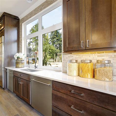 kitchen backsplash with black cabinets